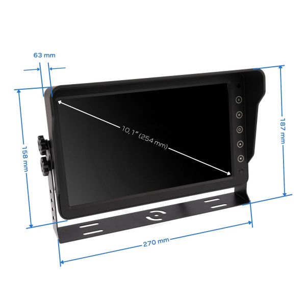 AHD Monitor 10,1 Zoll für 6 Kameras Abmessungen