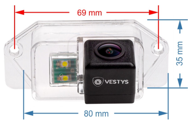Abmessungen der Rückfahrkamera für Mitsubishi Lancer und Outlander