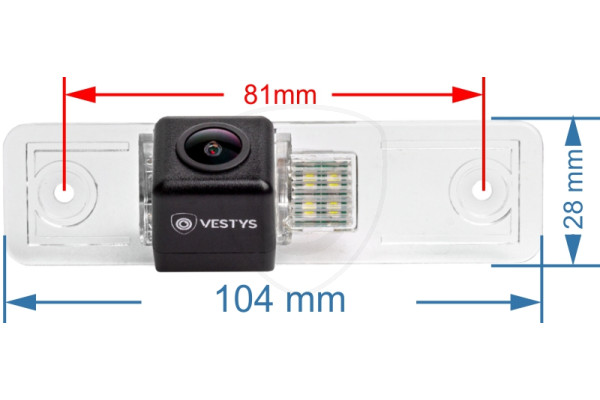 Abmessungen der Rückfahrkamera für Opel Zafira, Tigra, Combo und Vectra