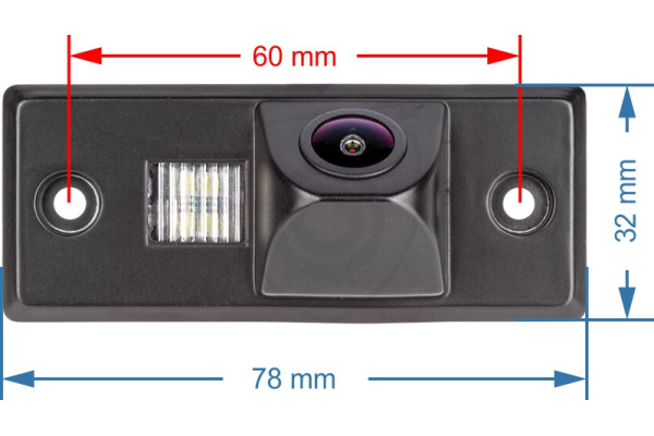 Abmessungen der Rückfahrkamera für Škoda Fabia und Yeti