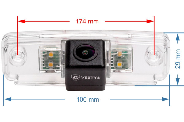 Abmessungen der Rückfahrkamera für Subaru Forester, Impreza, Legacy und Outback