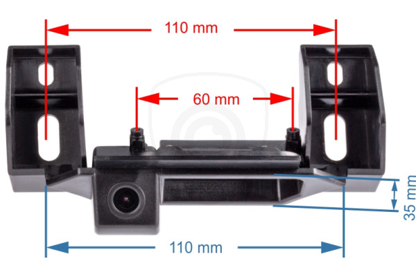 Abmessungen der Rückfahrkamera im Kofferraumgriff